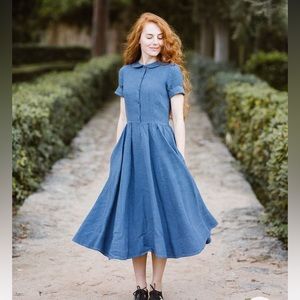 SOLD—Son De Flor Classic Short sleeve in denim blue. XS